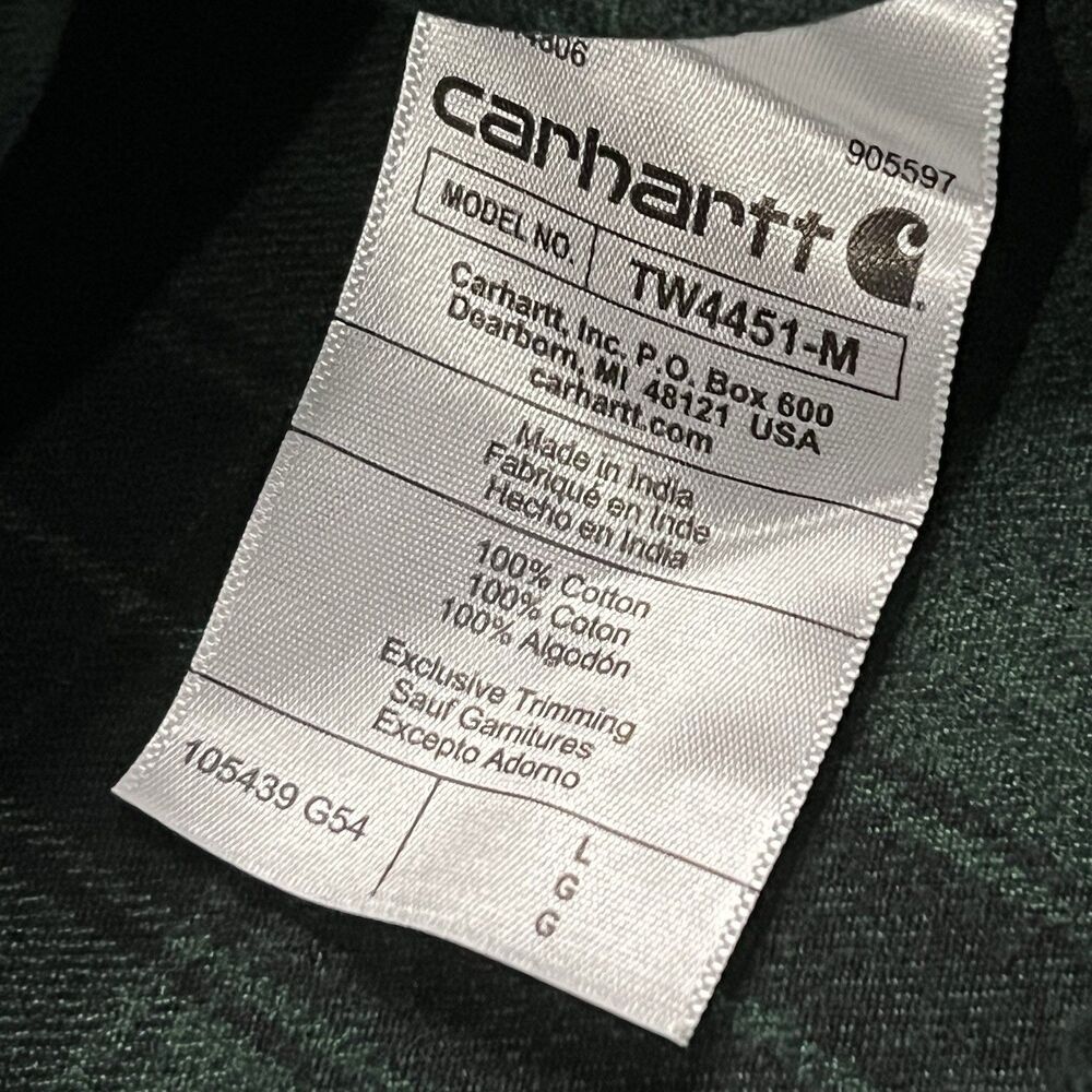 Carhartt Flannel Shirt Loose Fit Heavyweight Mens Sz L Green Plaid TW4451-M - Picture 6 of 10